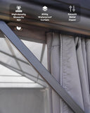 Hardtop Gazebo 12'x14' for All Weather, with Double Metal Roof, Aluminum Alloy Frame, Net, and Curtain