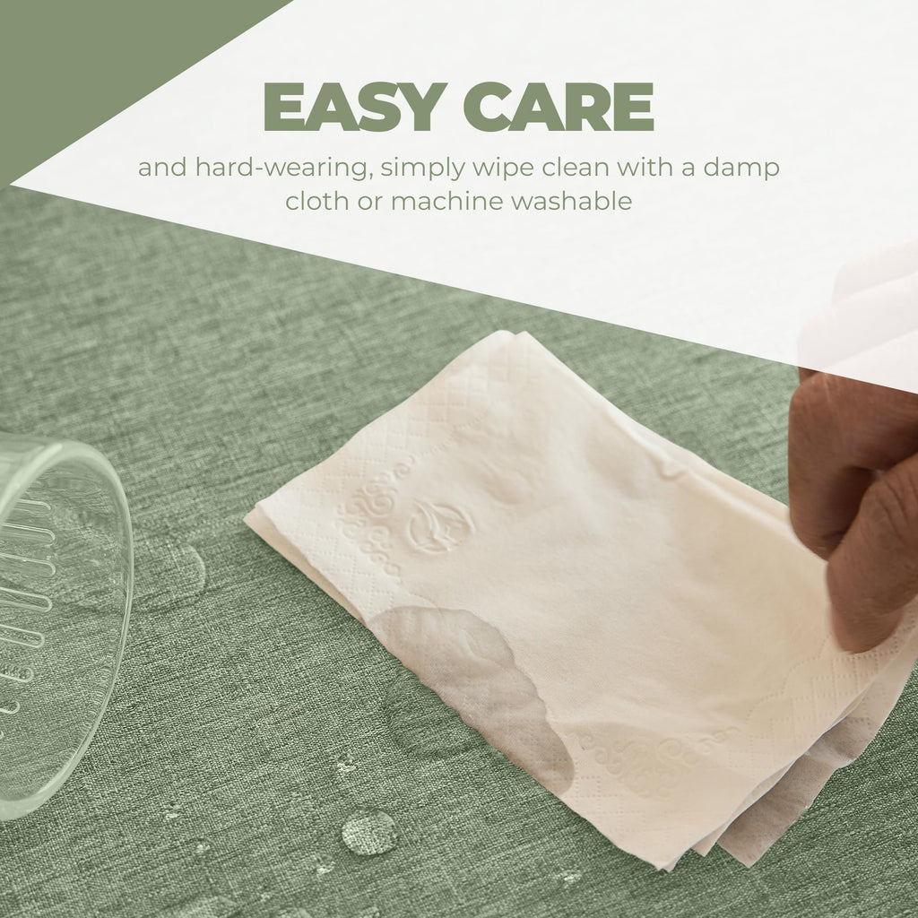 Faux Linen Rustic Round Tablecloth for Coffee Table, Decorative Waterproof Outdoor Anti-Scratch Table Cloth Cover for