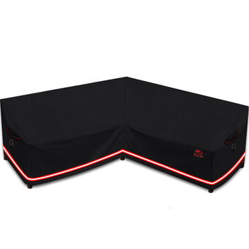 Patio Sectional Sofa Cover, Outdoor Heavy Duty Durable UV Water Resistant Anti-Fading L Shaped Couch Cover, Black