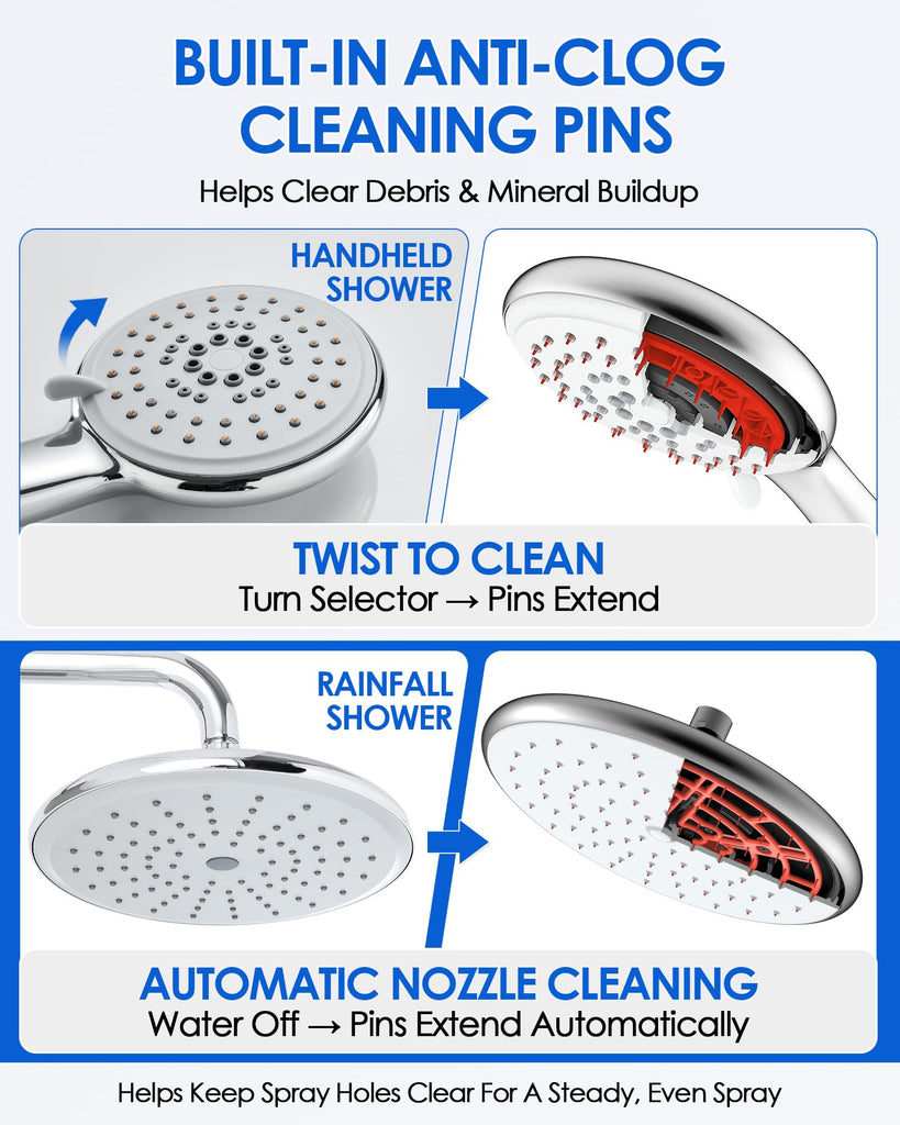 Shower Panel Tower System, 4 Functions, Surface Wall Mount, Brushed