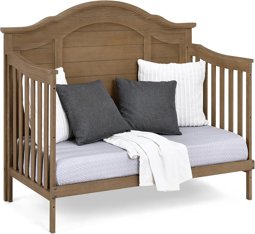 Simmons Kids Asher 6-in-1 Convertible Crib with Toddler Rail, Aged Oak