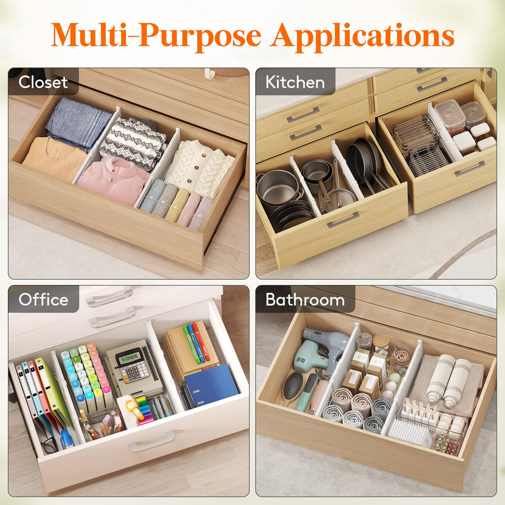 8" Tall Drawer Dividers, Adjustable Deep Drawer Organizer Clothes