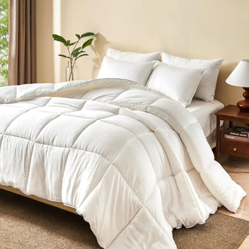 Feather Down Comforter King Size for All Season, 750 Fill-Power Cloud Fluffy Duvet Insert with Ultra-Soft Egyptian
