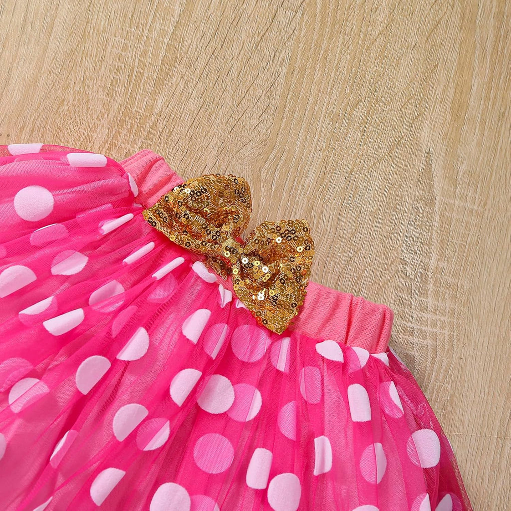 Baby Girls 1st First Birthday Outfits Romper TuTu Skirt Set with Sequins Bowknot Headband 3Pcs
