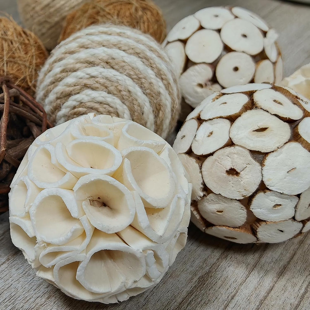 2.5 Inch Decorative Balls & Orbs Bowl Filler Decor, Table Centerpiece & Dough Bowl Vase Decor - Set of 6