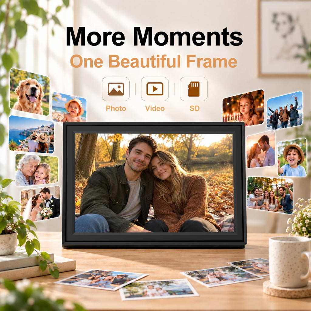 WiFi Digital Picture Frame, 10.1 Inch Touchscreen, Easy to Use
