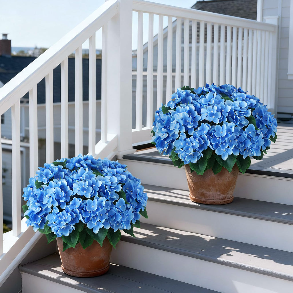 2 Sets Artificial Flower Topiary Ball Trees for Porch (Blue)