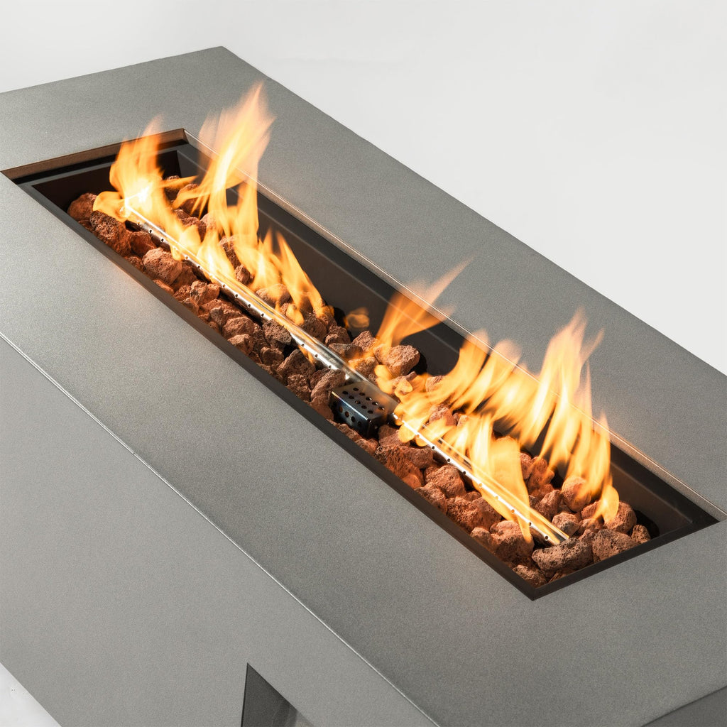 42" Outdoor Propane Fire Pit Table - 50, 000 BTU Rectangular Gas Firepit Table, Grey Commercial-Grade Fireplace with