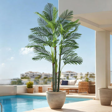 Palm Tree 8FT, Tall Palm Trees with Realistic Trunk & Lush Fronds, Large Fake Tropical Tree for Poolside, Patio