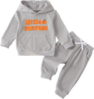 Piece Baby Girl Waffle Knit Hoodie Pants Outfit