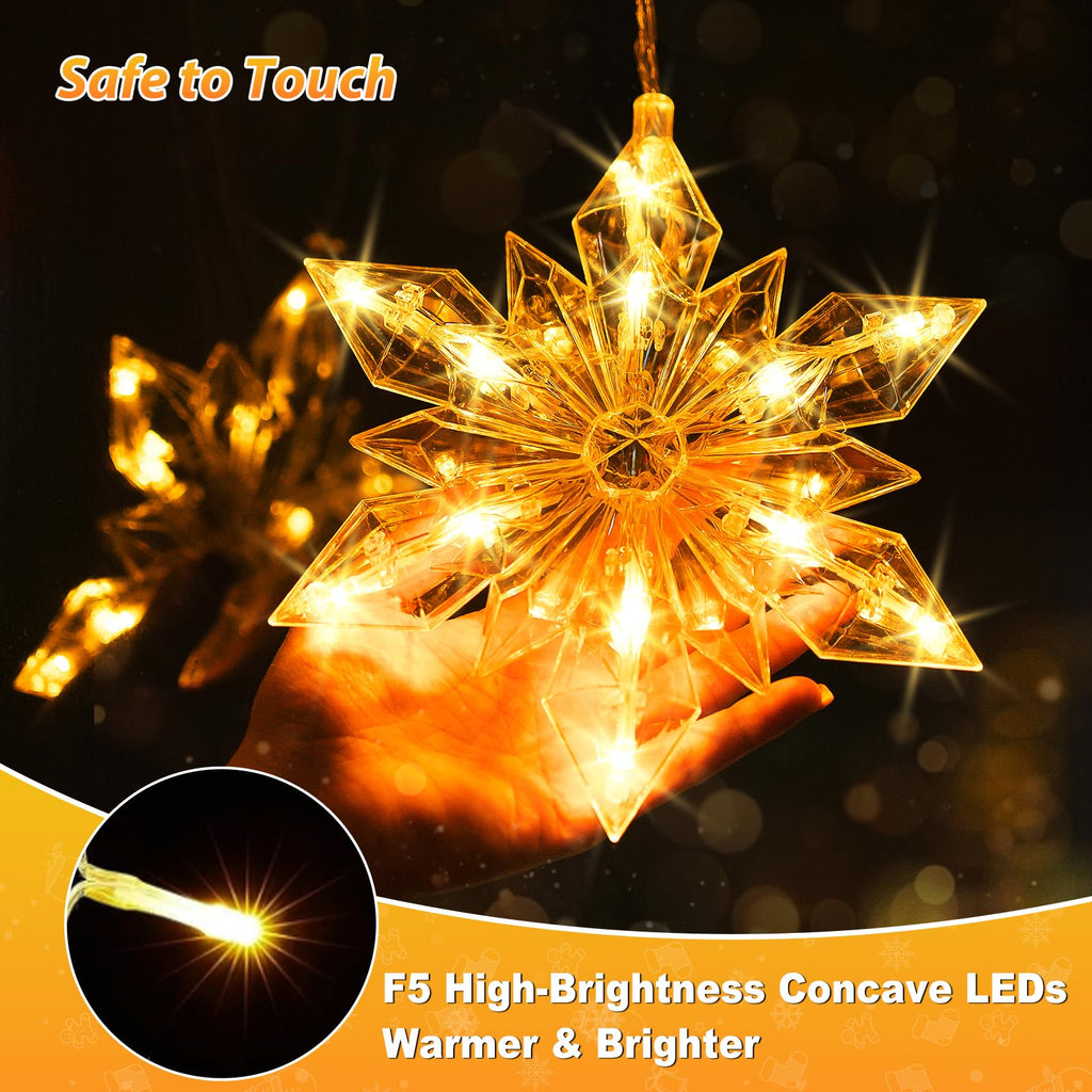 Christmas Snowflakes Window Lights, 5 Pack 72 LEDs Waterproof Hanging Battery Operated Christmas Decoration with