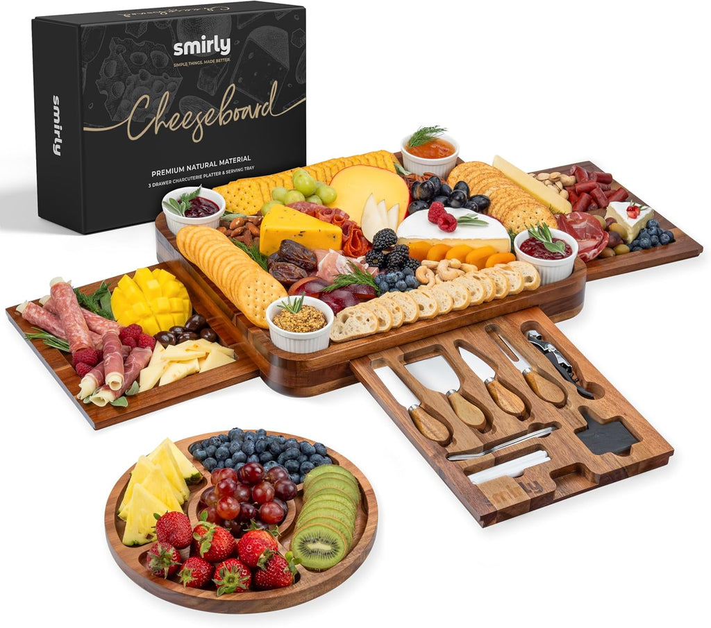 Charcuterie Boards Set, Large Cheese Board Set, Acacia | House Warming Gift, Wedding Gift for Couple, Bridal Shower
