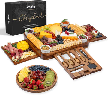 Charcuterie Boards Set, Large Cheese Board Set, Acacia | House Warming Gift, Wedding Gift for Couple, Bridal Shower