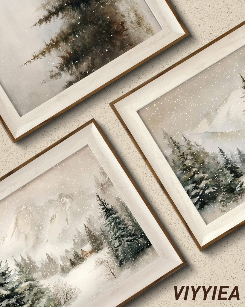 Framed Christmas Snow Forest Landscape Wall Art Set, 16x20 Inch