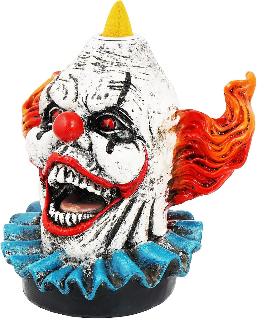 Clown Backflow Incense Burner - 5 x 5 x 3 Inch Hand-Painted Cold Cast Resin | Whimsical Decorative Aromatherapy