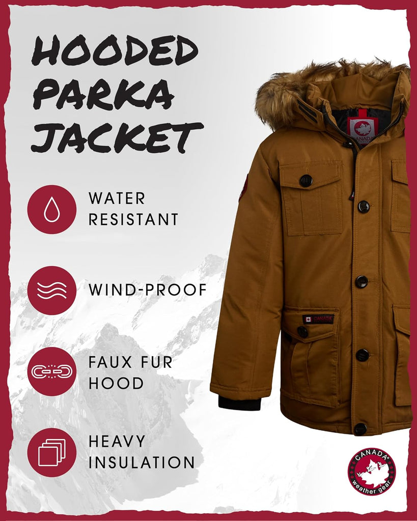 Boy Winter Coat - Heavyweight Water and Wind Resistant Boys Winter Parka Jacket Ski Insulated Outerwear
