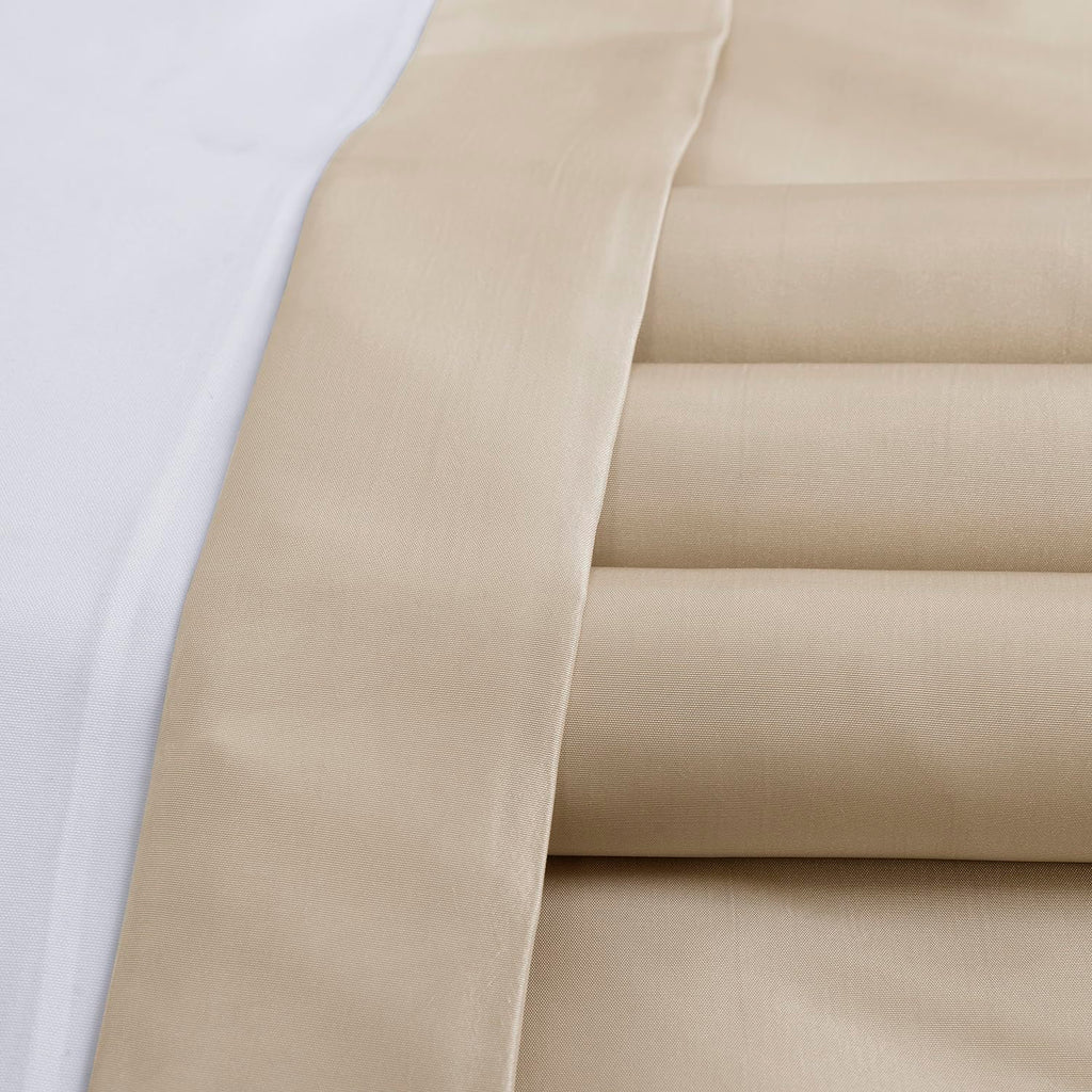 Faux Silk Taffeta Blackout Curtains 84 Inches Long (1 Panel), 25W x 84L Pleated Curtains Home Decor, Antique Beige