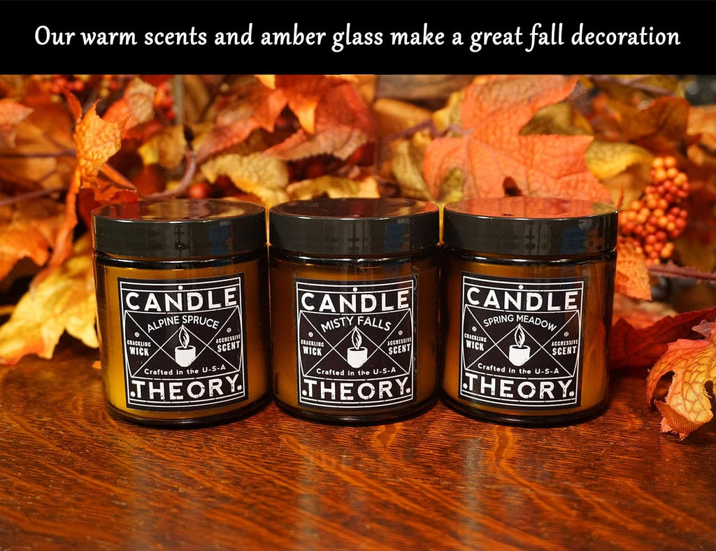 Scented Candle Gift Set with Crackling s 3, 4oz Candles, Misty Falls, Alpine Spruce, Spring Meadow - Set of 3