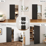 30"x84" Concealed Sliding Barn Door with Soft Close Mechanism, Black Vinyl Wrapped Hidden Barn Door,