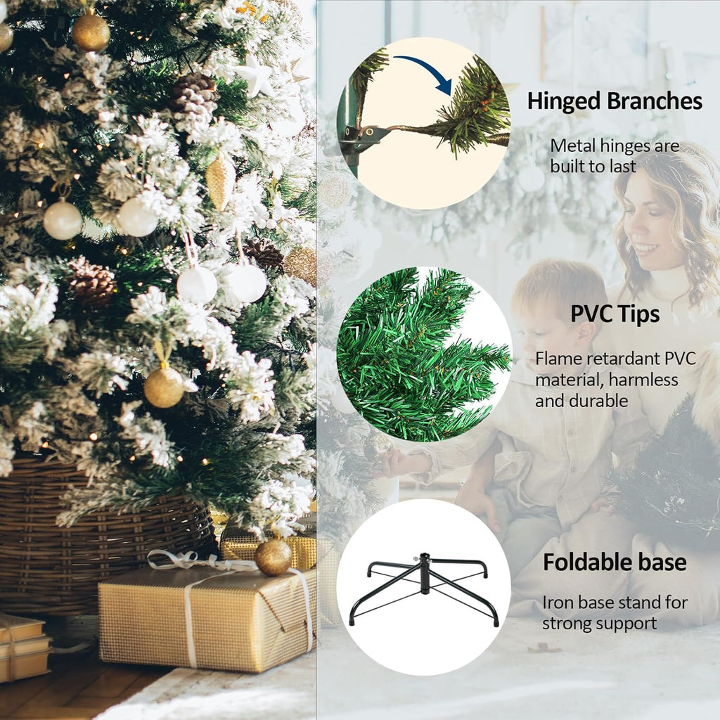 Artificial Holiday, 7ft Premium Spruce Artificially Hinged Christmas Pine Tree with 1000 Branch Tips, Metal Hinges