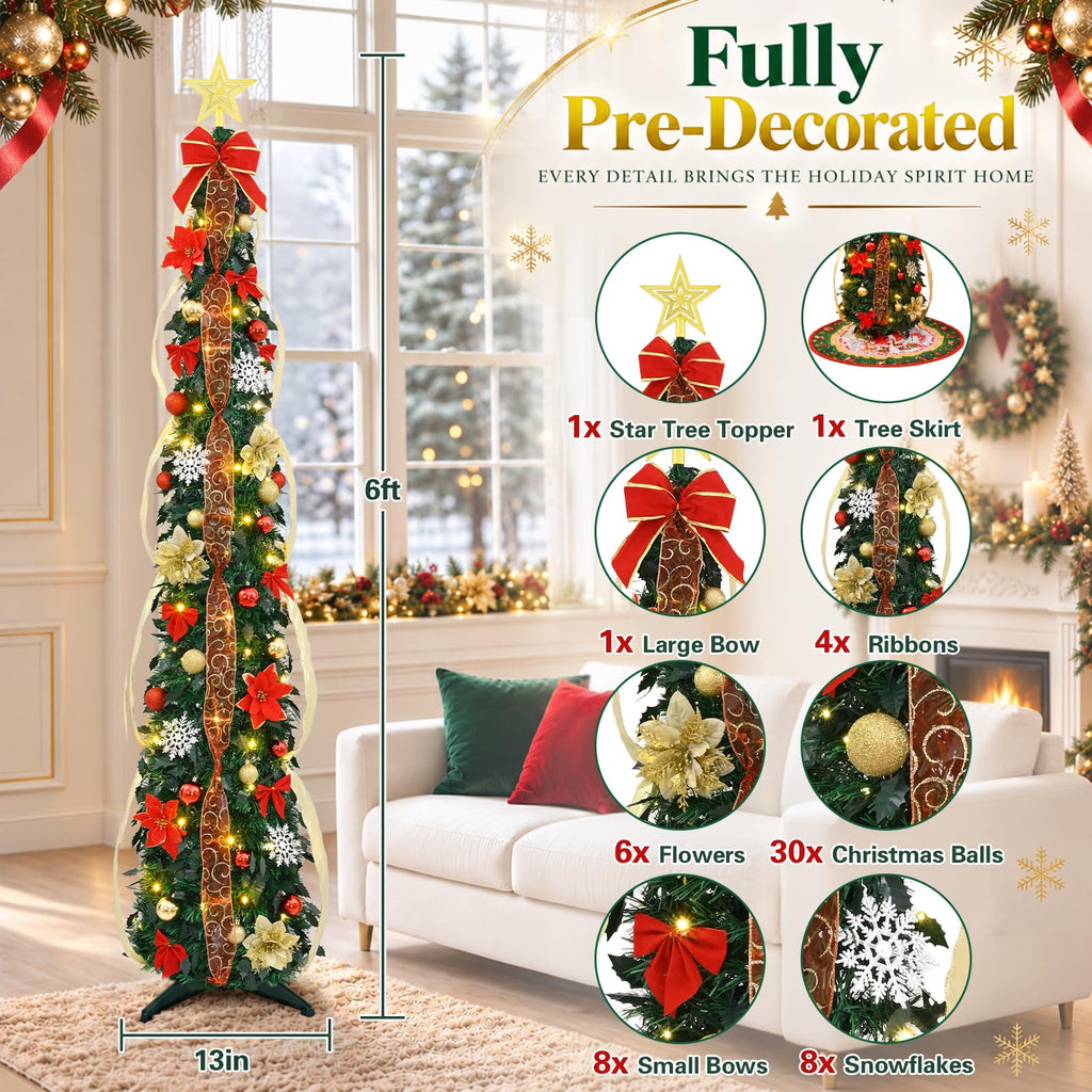 6Ft Pop Up with Lights, Prelit Decorations