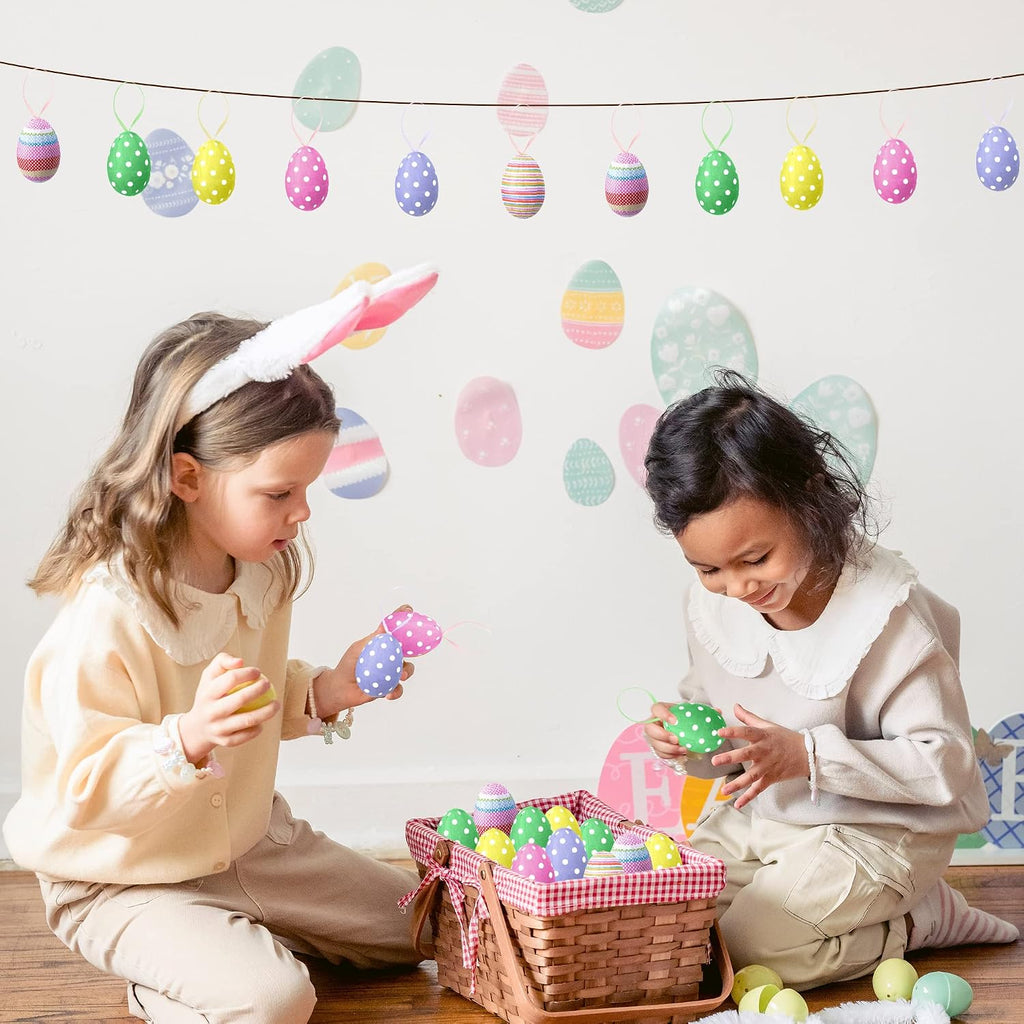 Easter Hanging Eggs, Colorful Paper Egg Tree Ornaments (Paper-Small) - Set of 30