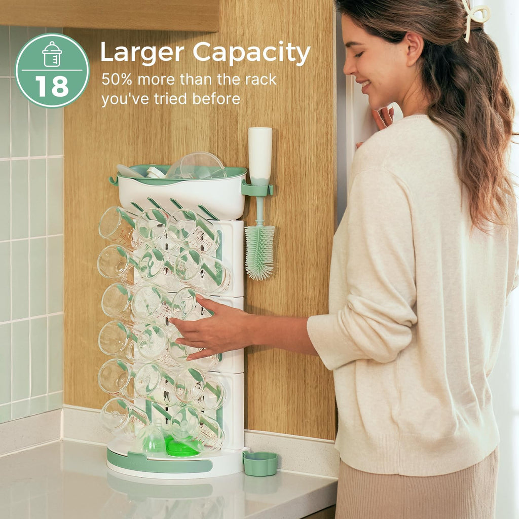 Baby Bottle Drying Rack, 18 Bottles Vertical Space Saving