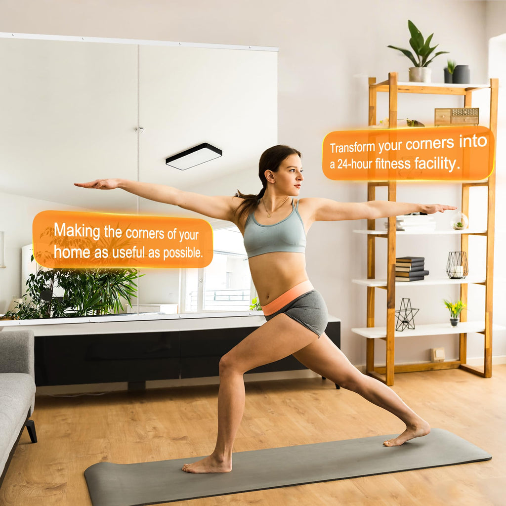 Gym Mirror,48''x24''x2PCS White,Large Full Body Tempered Glass Frameless, Wall-Mounted for Gym, Yoga, Garage