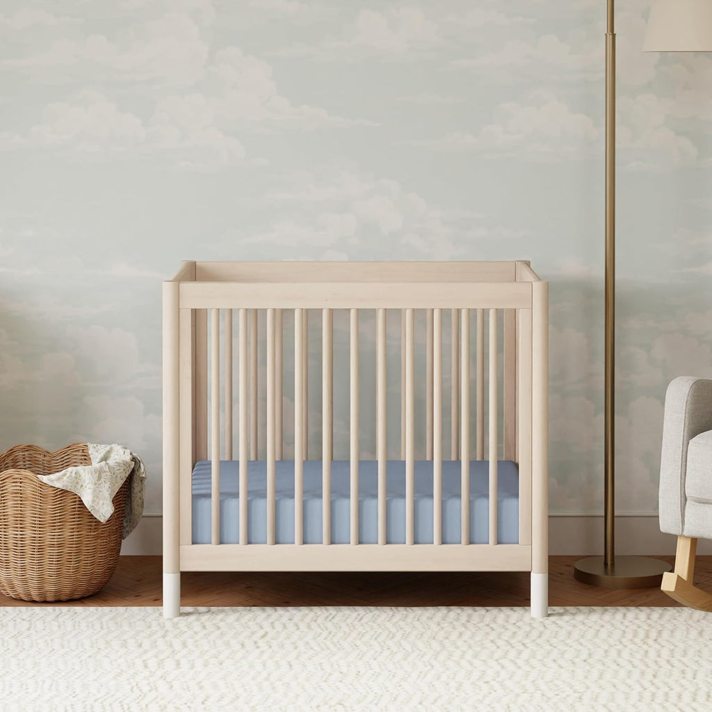 Gelato 4-in-1 Convertible Mini Crib in Washed Natural and White, Greenguard Gold Certified | GREENGUARD Gold
