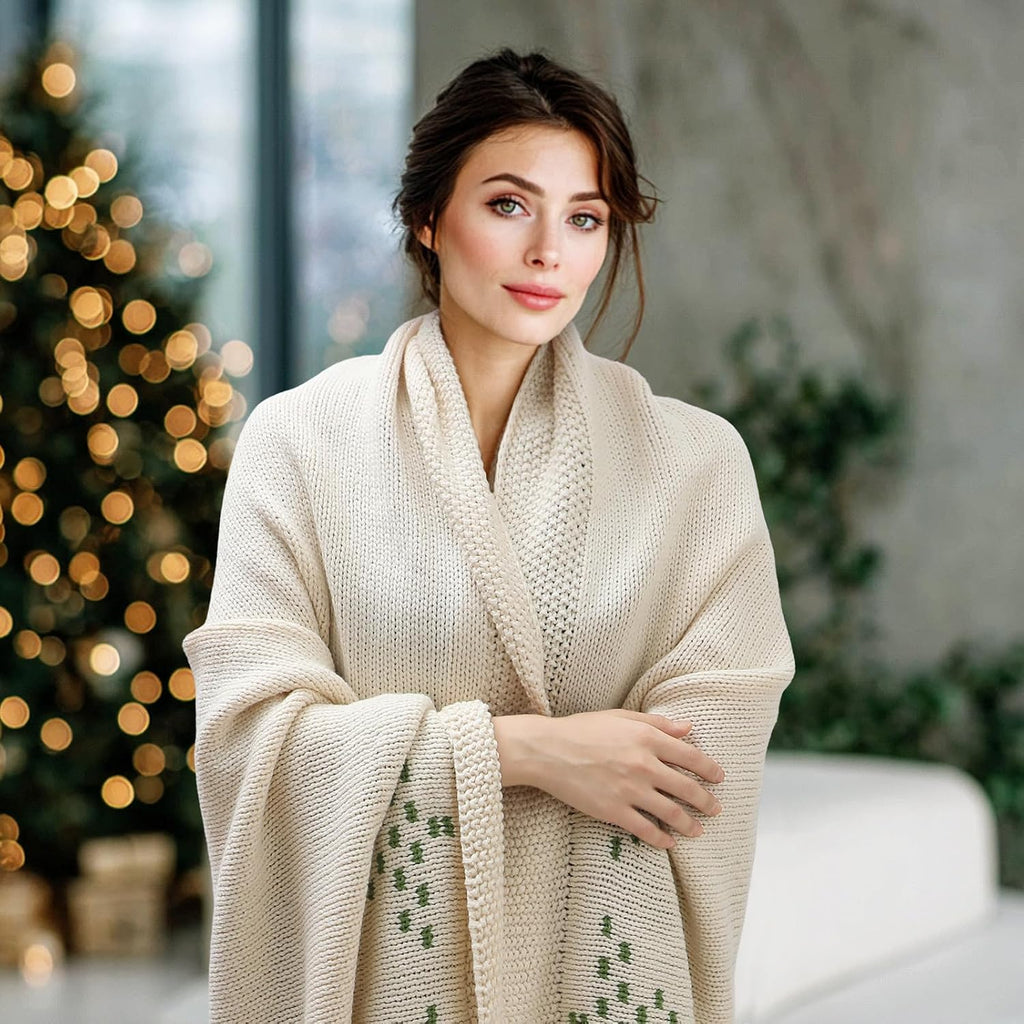 Christmas Throw Blanket 50" x 60" Soft Knit Throw Blanket for Bed Couch Sofa Living Room, Travel Lightweight Warm