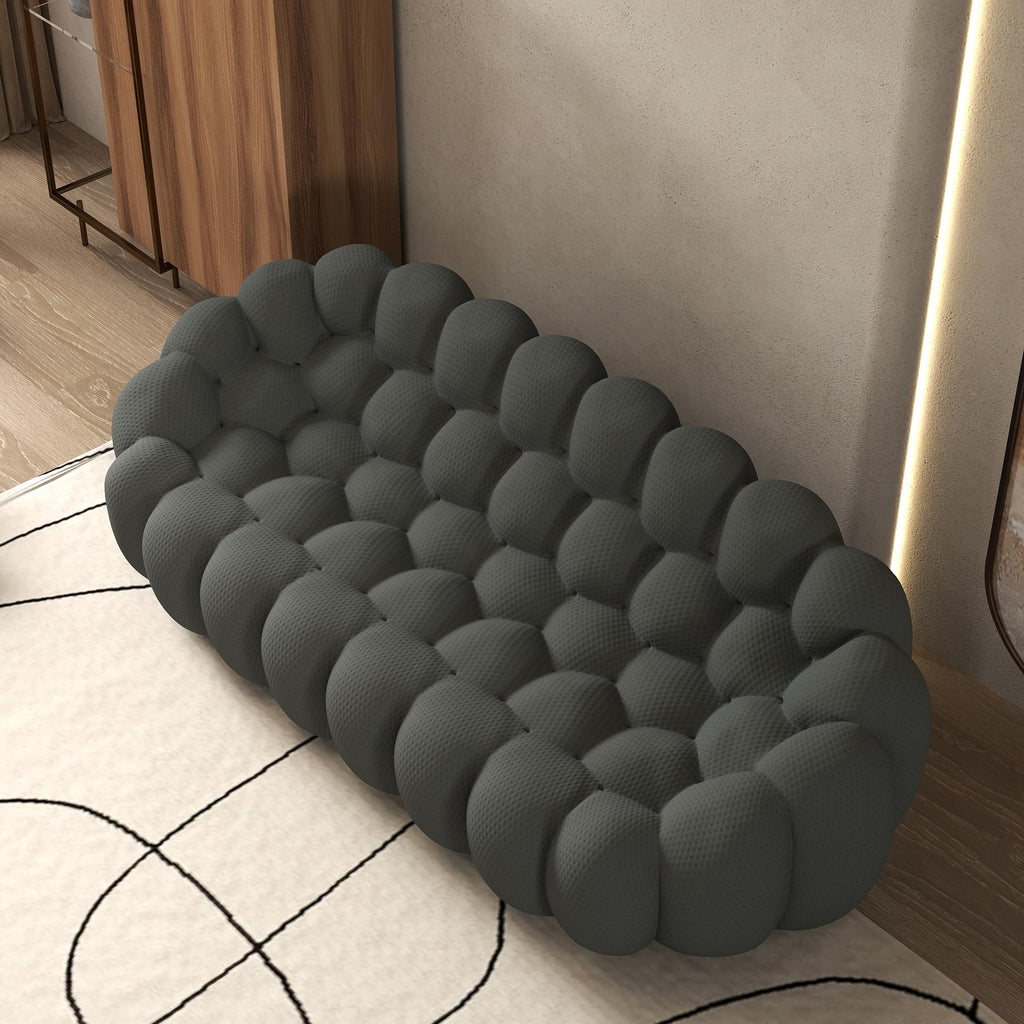 Bubble Couch, Modern Curved Couch, Memory Foam Round Lazy Floor, 3D Honeycomb Bubble Curved Sofas (Dark Grey, 98.43")