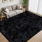8x10 Black Shag Area Rug, Ultra Soft Fluffy Washable Non-Slip Plush Carpet for Bedroom Nursery