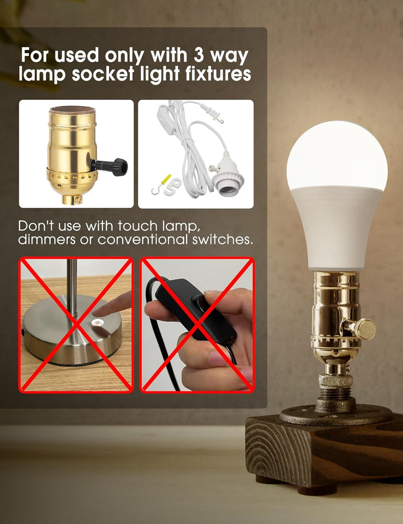 3 Way LED Light Bulbs Soft White 3000K 50/100/150 Watt Equivalent