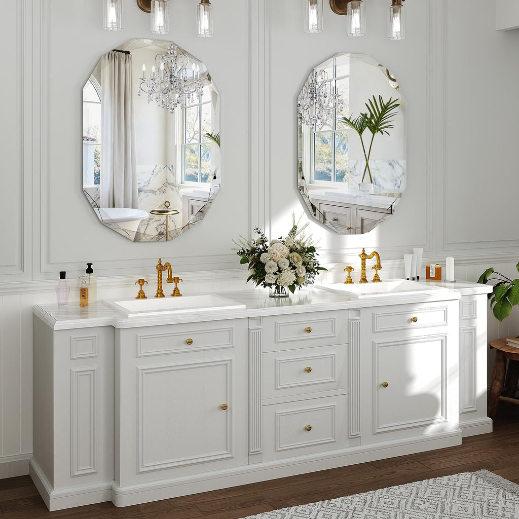 36x24 Inch Beveled Oval Bathroom Mirror, Frameless Copper-Free Silver Mirror, Modern Vanity Mirror, Decorative Wall