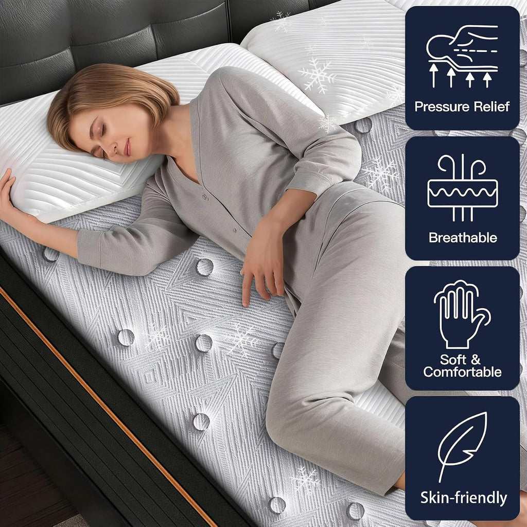 Full Mattress, 12 Inch Medium Firm Hybrid Mattresses, Mattress Full Size in a Box with Individual Pocket Springs &