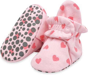 Unisex Organic Cotton Baby Booties, Stay-On and Non-Slip, to Toddler