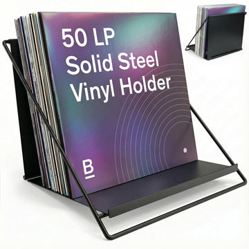Vinyl Record Storage Rack - Record Holder for 50 LPs, Black