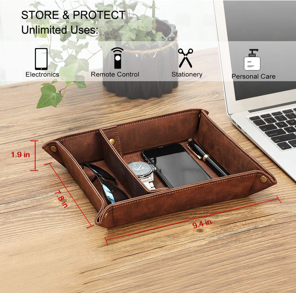 Valet Tray Desktop Storage Organizer with 2 Compartments
