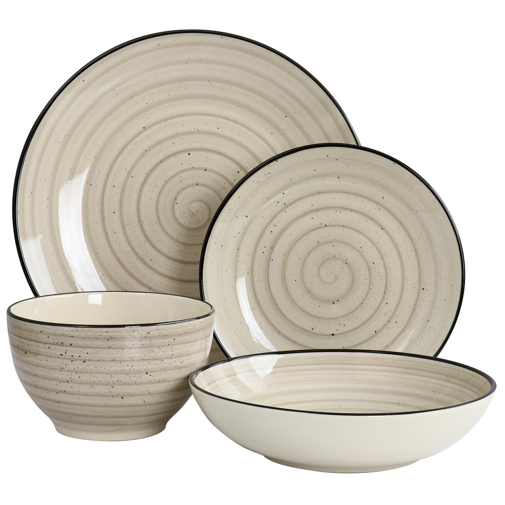 Gia 24 Piece Stoneware Dinnerware Set (Cream)