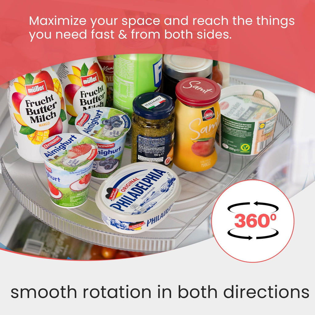 Lazy Susan for Refrigerator - 360° Turntable Refrigerator Organizer and Storage Tray for Fridge, Cabinet & Pantry