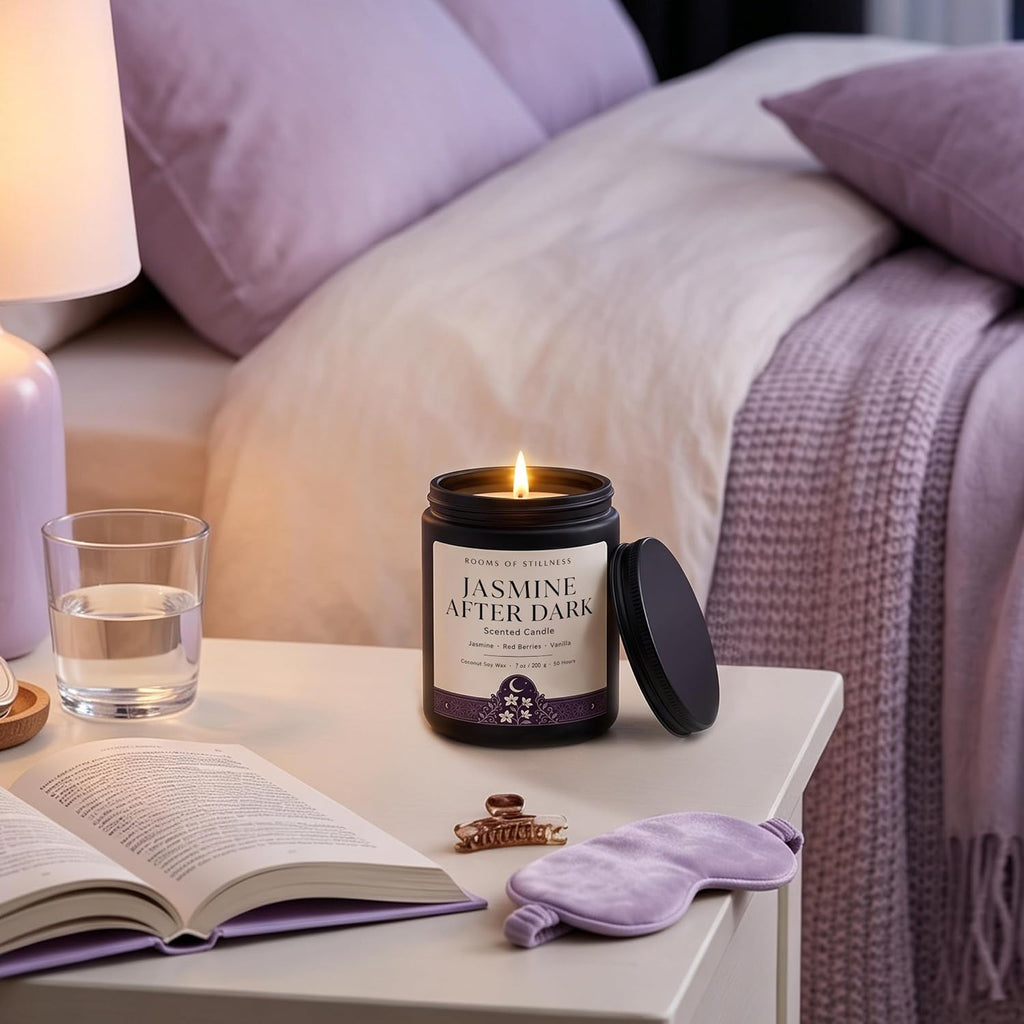 7OZ Indian Jasmin Scented Candle, Strong Room-Filling Floral Aroma, Luxury Coconut Soy Wax Blend Candle with 50H Long - Set of 7