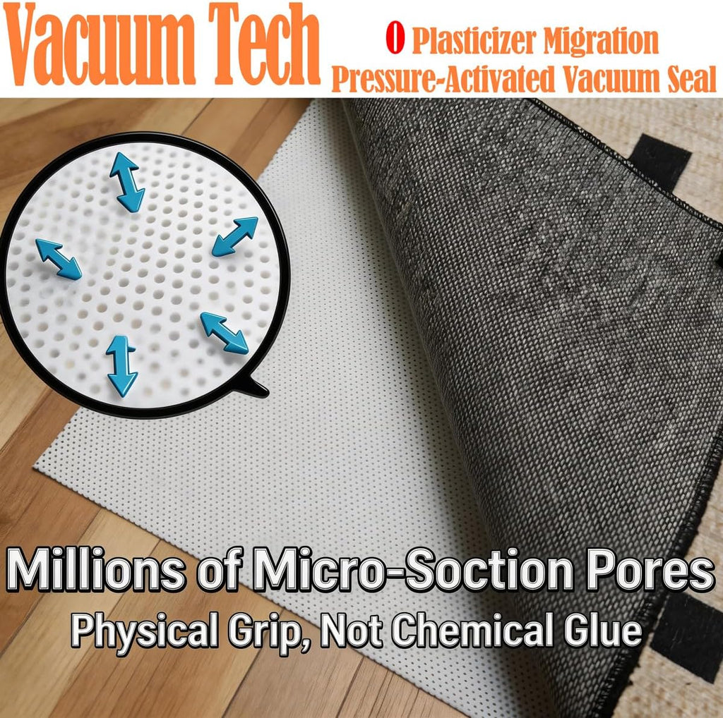 Non-Slip Rug Gripper Pad: Adhesive & Residue-Free Silicone 5X Stronger Grip for Hardwood Tile & LVP - BPA-Free - Set of 10