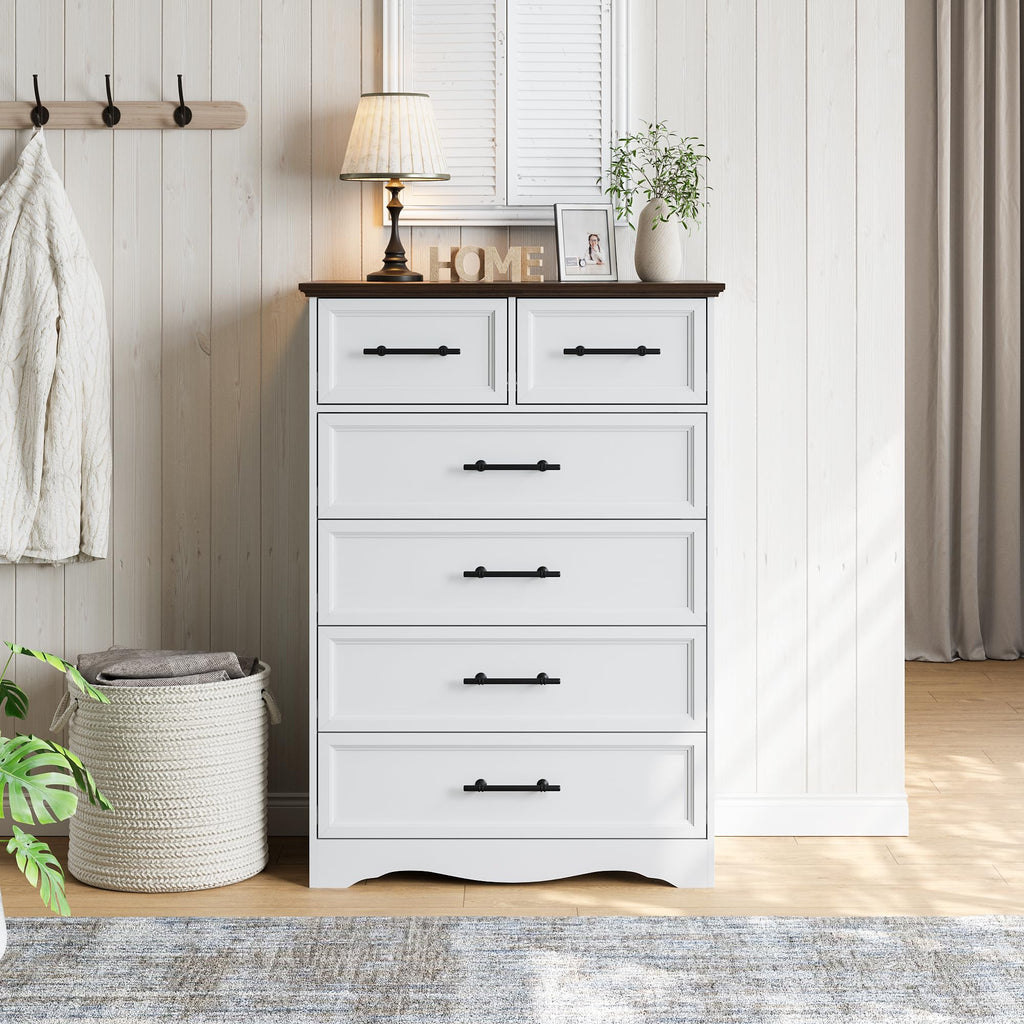 White 6-Drawer, 44" Tall Chest of Drawers