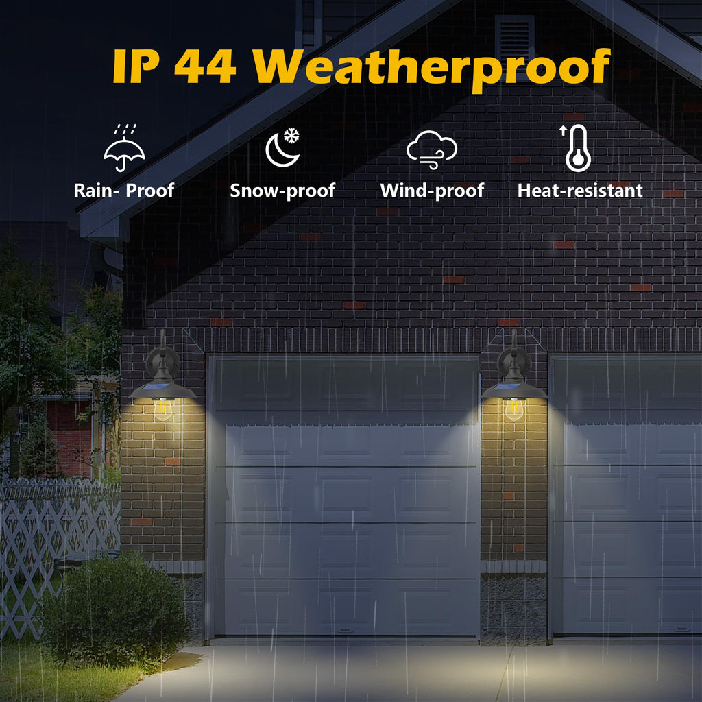 Solar Barn Lights, Aluminum Rustic Vintage Solar Garage Lights with 3 Lighting Modes & Motion Sensor, Waterproof