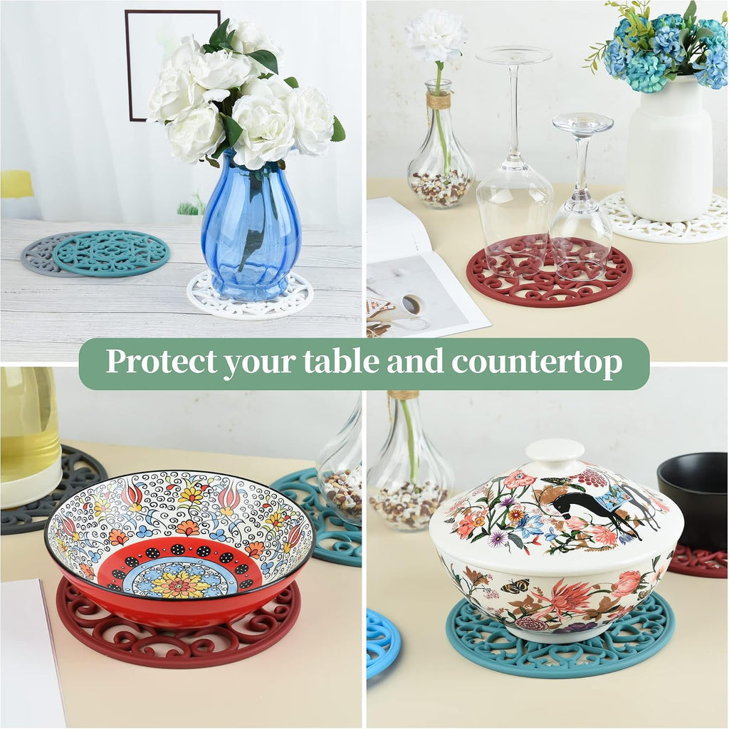 Tirvets for Hot Dishes, Silicone Trivet Hot Pads, Silicone Trivets for Hot Pots and Pans, Trivets for Quartz - Set of 6
