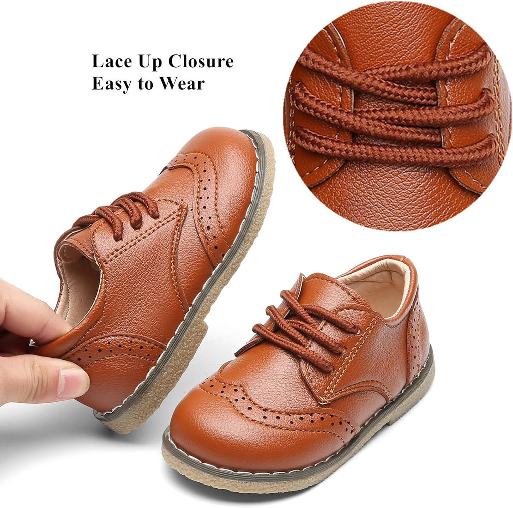 Toddler Boys Girls Dress Shoes Comfort Oxford Shoes Wedding Church Dress Shoes Lace Up School Uniform Loafer Flats