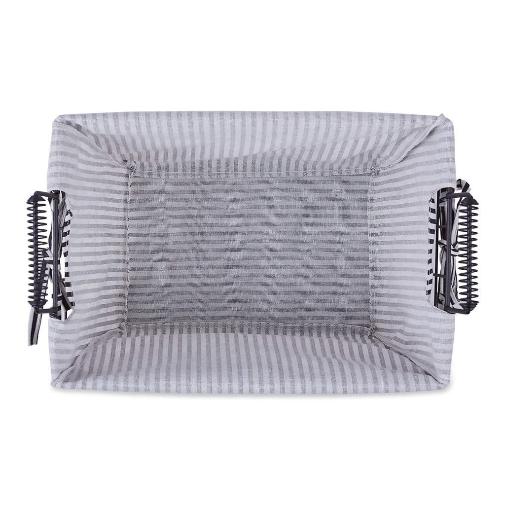 Metal Farmhouse Lined Basket, Contemporary Storage Container, Ticking Stripe, Assorted