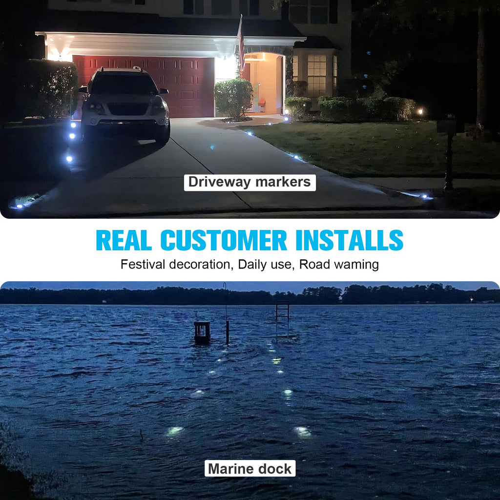 Solar Deck Driveway Dock Lights,Solar Pathway Lights,Warm 8 Pack