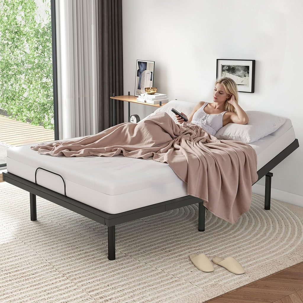 Queen Size Adjustable Bed Frame, Electric Base, Head & Foot Incline