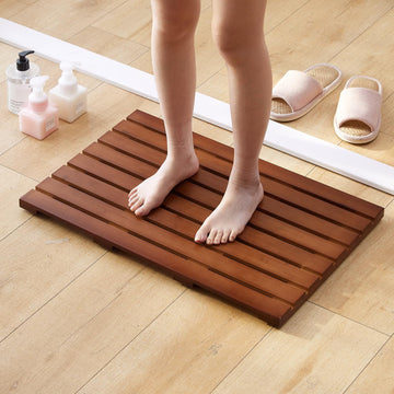 Bamboo Bath Mat for Shower with Non-Slip Rubber, Bathtub Mat, Floor Mat, Shower Mat for Indoor, Outdoor, Spa, Sauna, Pool